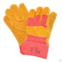 Перчатки «Русские львы» спилковые комбинированные, усиленные, желто-красные